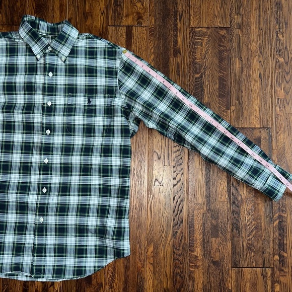 POLO RALPH LAUREN Plaid Button Down Long Sleeve Shirt in Navy/Green Size Medium - Picture 6 of 11